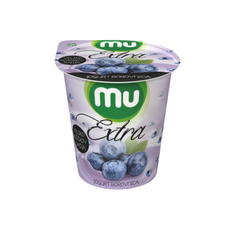 Mu Extra yoghurt; blueberry