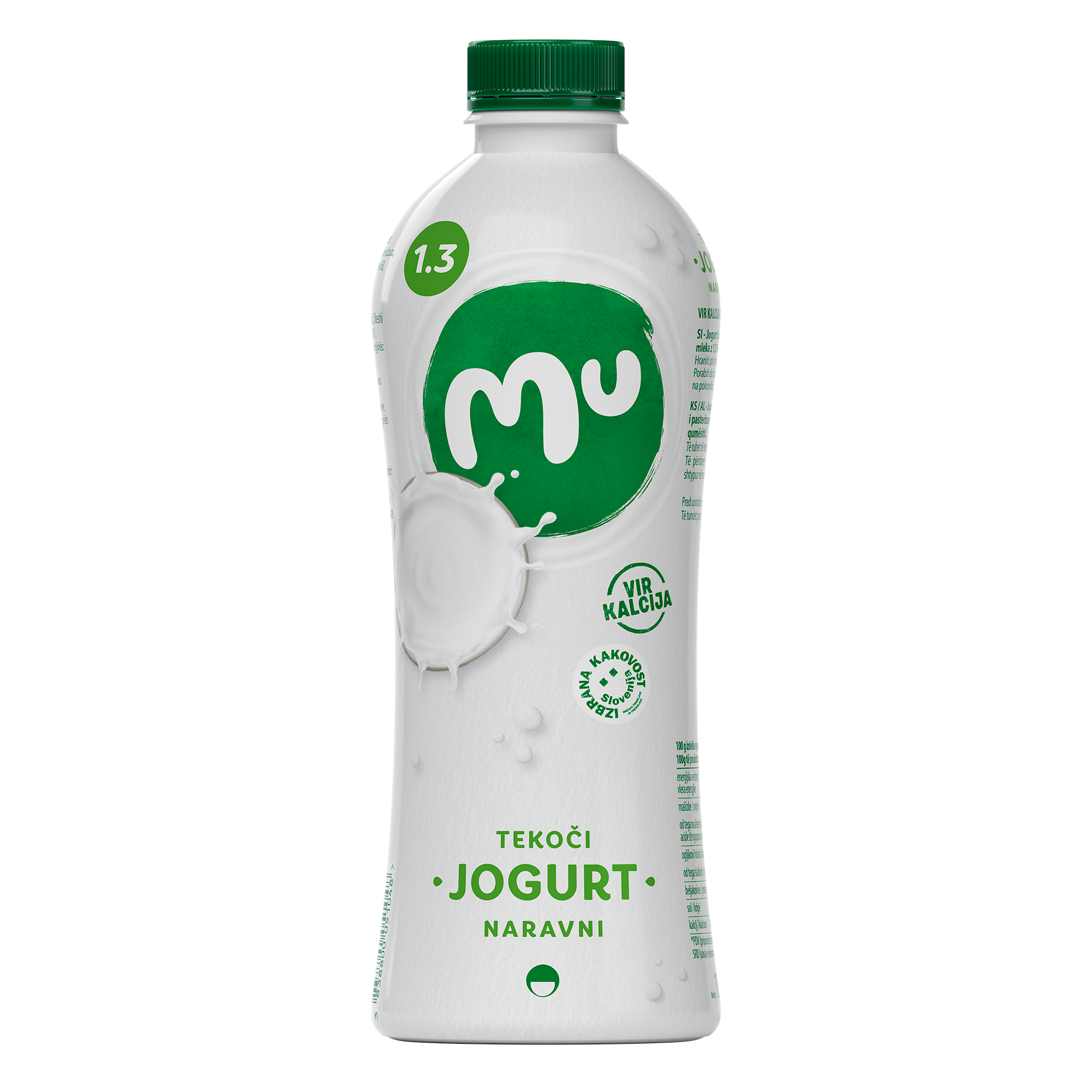 Mu natural drinking yoghurt with 1,3 % milk fat; plastic bottle