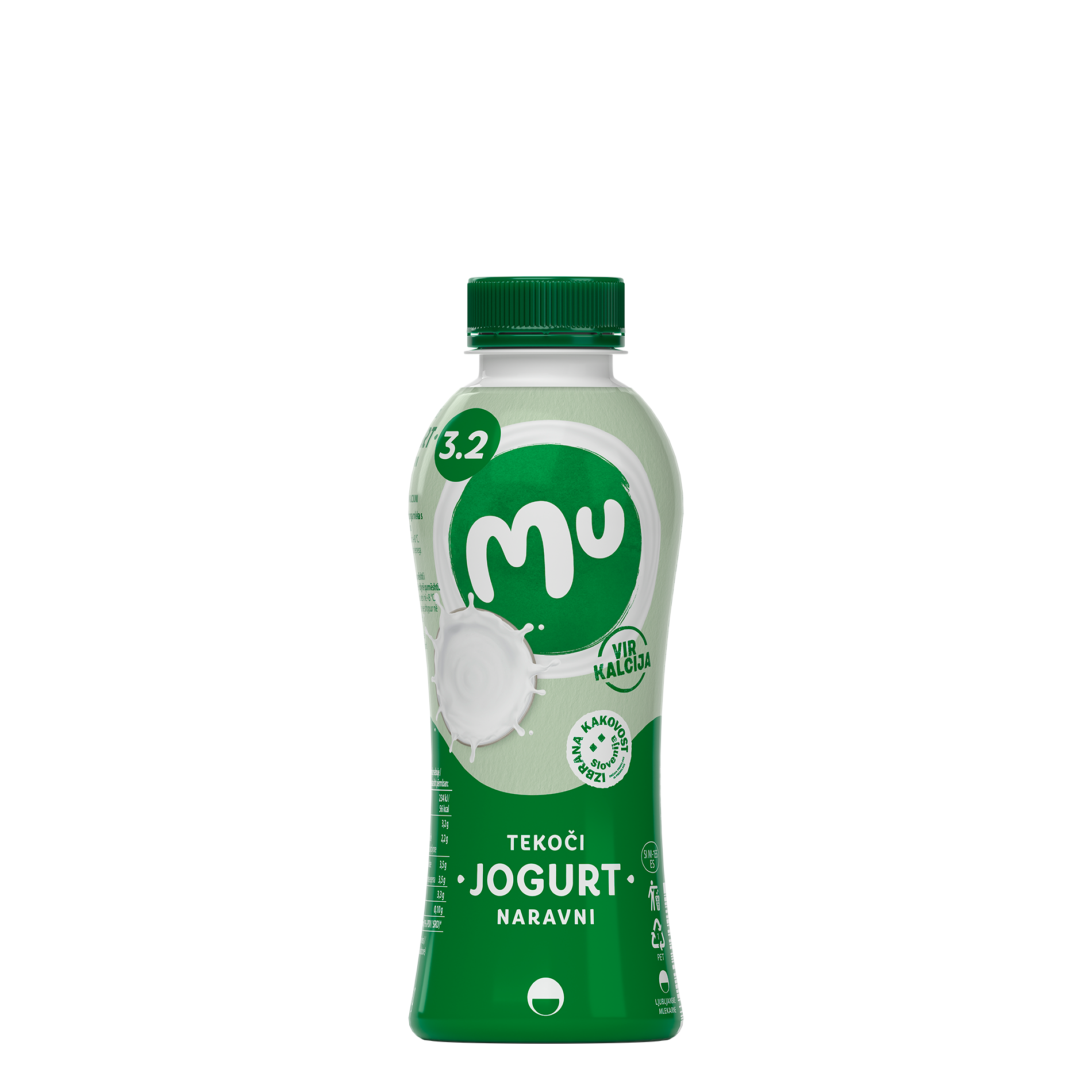 Mu natural drinking yoghurt with 3,2 % milk fat; plastic bottle