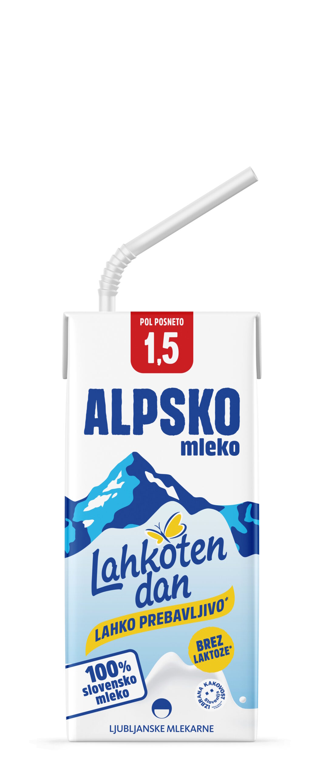Alpsko mleko brez laktoze z 1,5 % m. m.